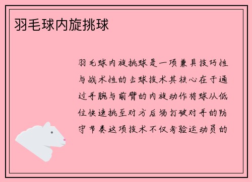 羽毛球内旋挑球